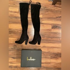 Lulu’s So Much Yes Black Suede Over the Knee Boots